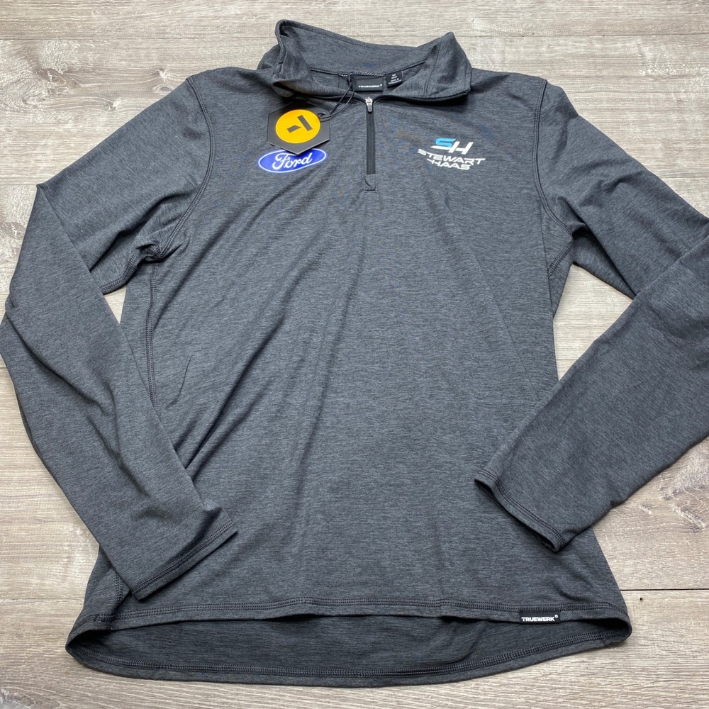 TrueWerk Pullover Mens M Grey Stewart-Haas Ford 1/4‎ Zip Performance Workwear